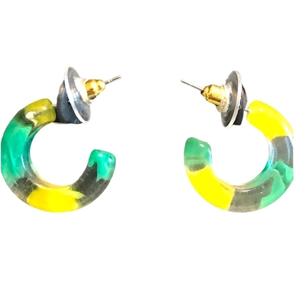 Earrings Jewelry Area Stars Yellow & Green Resin Small Hoop Earrings Woman’s